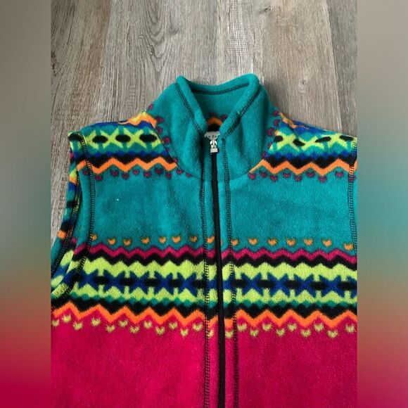VTG Funky Vest Jacket Full Zip Multi Color Pattern Striped Retro Size M L - Picture 3 of 9